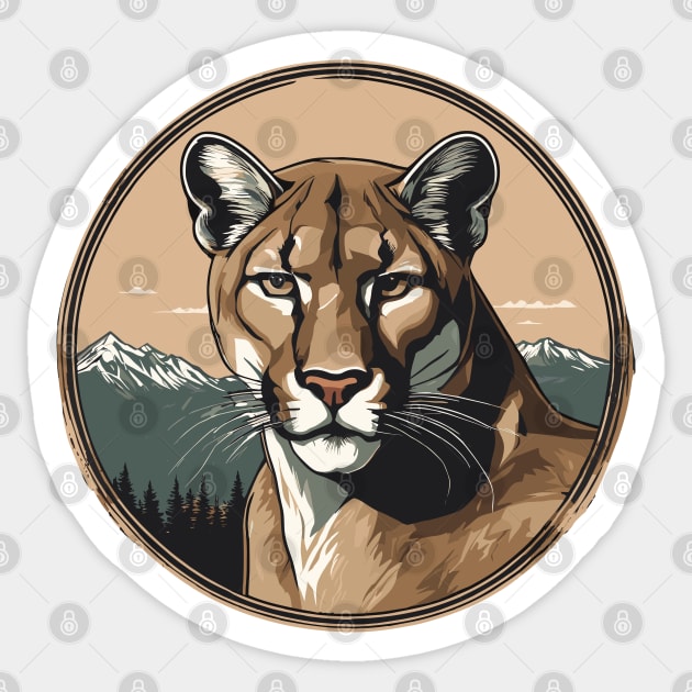 Mountain Lion Sticker by Ray Crimson